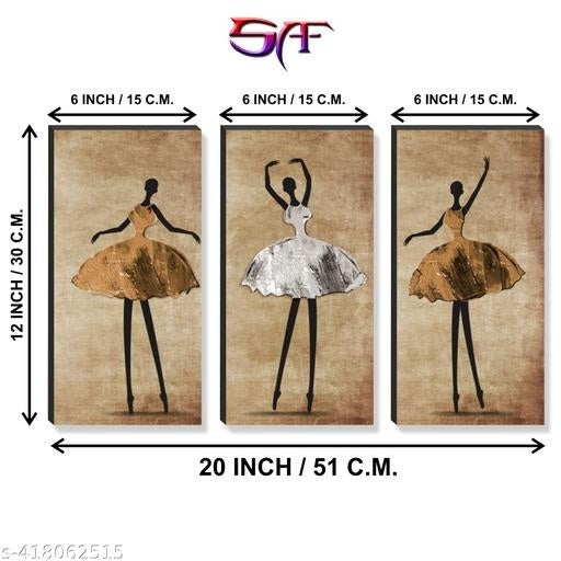 Abstract Ballerina Wall Art Set of 3 | Modern Dance Canvas Prints | Elegant Home Décor Art