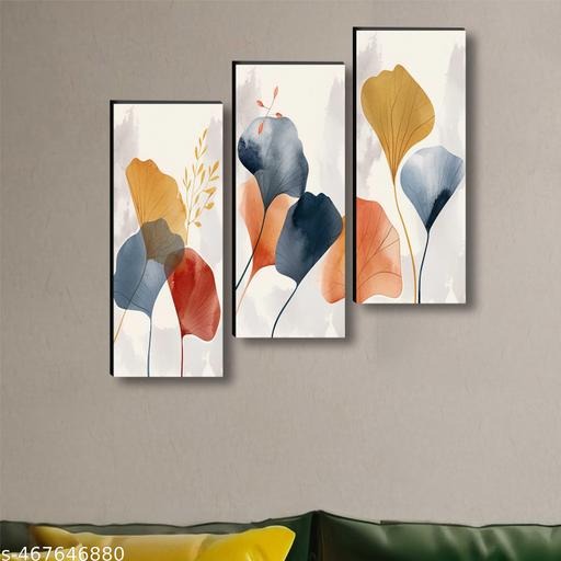 Modern Abstract Floral Wall Art Set of 3 | Minimalist Botanical Canvas Prints | Contemporary Home Décor