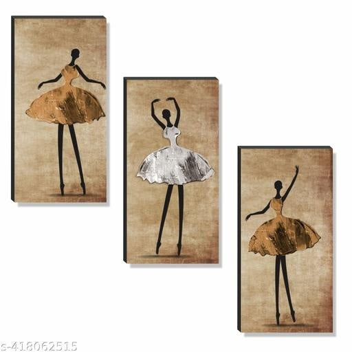 Abstract Ballerina Wall Art Set of 3 | Modern Dance Canvas Prints | Elegant Home Décor Art