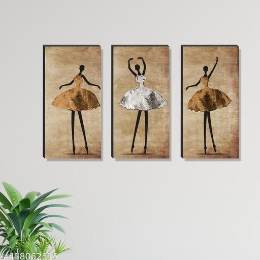 Abstract Ballerina Wall Art Set of 3 | Modern Dance Canvas Prints | Elegant Home Décor Art