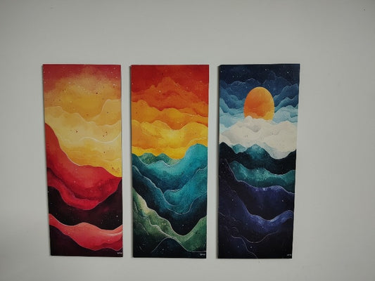 Abstract Landscape Wall Art Set of 3 | Colorful Modern Canvas Prints | Contemporary Home Décor