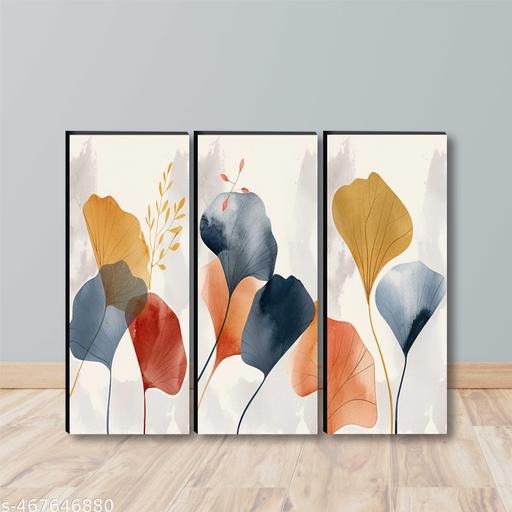 Modern Abstract Floral Wall Art Set of 3 | Minimalist Botanical Canvas Prints | Contemporary Home Décor