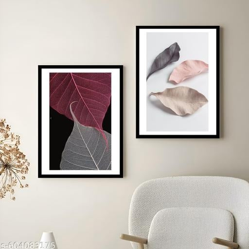 Minimalist Botanical Wall Art Set of 2 | Modern Leaf Canvas Prints | Scandinavian Home Décor