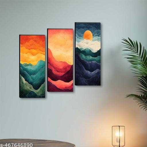 Abstract Landscape Wall Art Set of 3 | Colorful Modern Canvas Prints | Contemporary Home Décor
