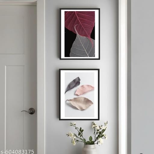 Minimalist Botanical Wall Art Set of 2 | Modern Leaf Canvas Prints | Scandinavian Home Décor